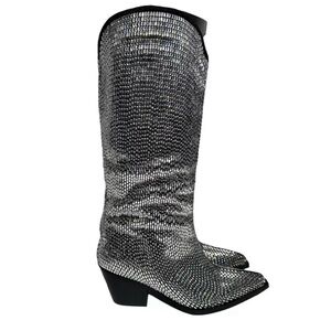 Azalea Wang Ingrid Crystal Cowboy Boot. Sz: 6